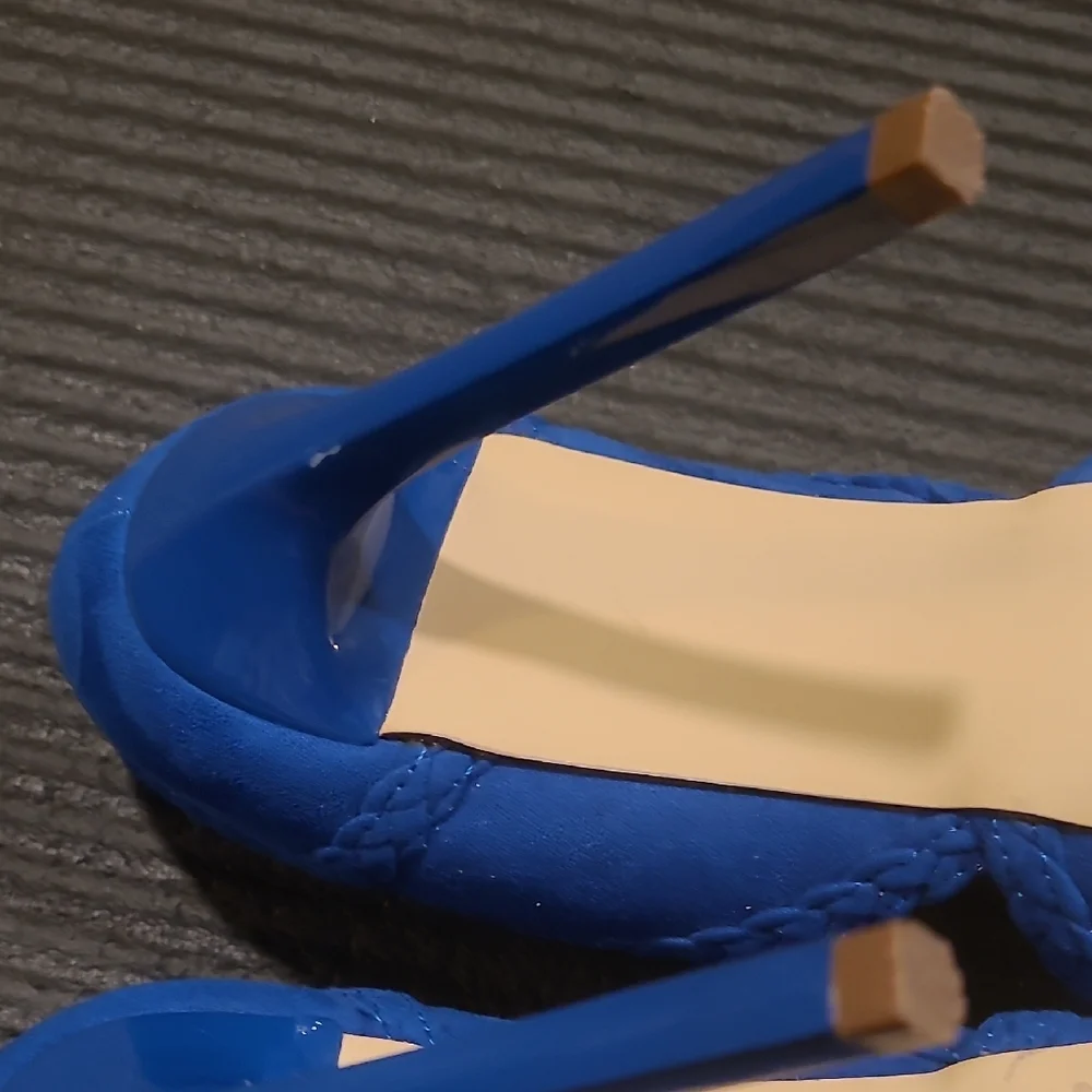 JustFab Women's Faux Suede Blue Heels - Picture 9 of 12